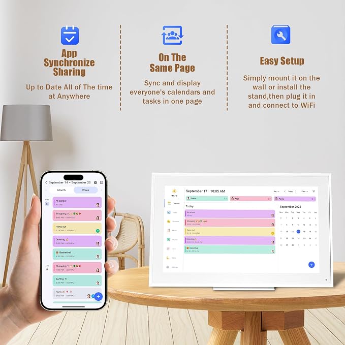 Digital Calendar:15.6-inchWall Planner Electronic Calendar & Chore Chart, Smart Touchscreen Interactive Display for Family Schedules– Wall and Desk Mountable, Great for Organizing Your 2026 Calendar - Image 4