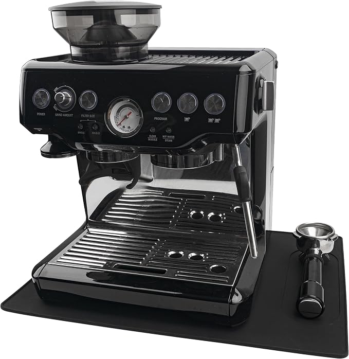 Silicone Mat Under Coffee Machine With Lip Automatic Machines Accessory, Black Multifunctional Rubber Base Mat, 18.9” x 13.8” by USEAMIE