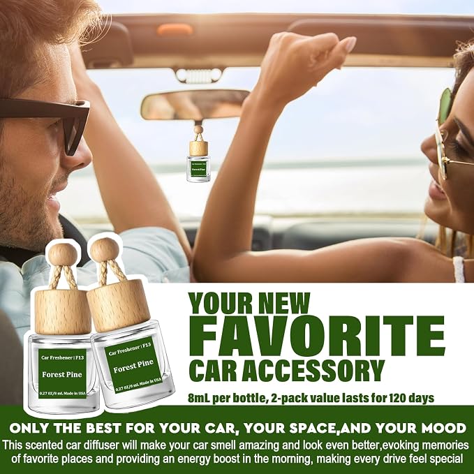 HoogaLife Car Air Freshener Diffuser 2 Pack Hanging Air Freshener Diffuser - Forest Pine Fragrance Oil Air D iffuser for Car, 45+ Days Long Lasting Fragrance Made in USA (F13) - Image 3