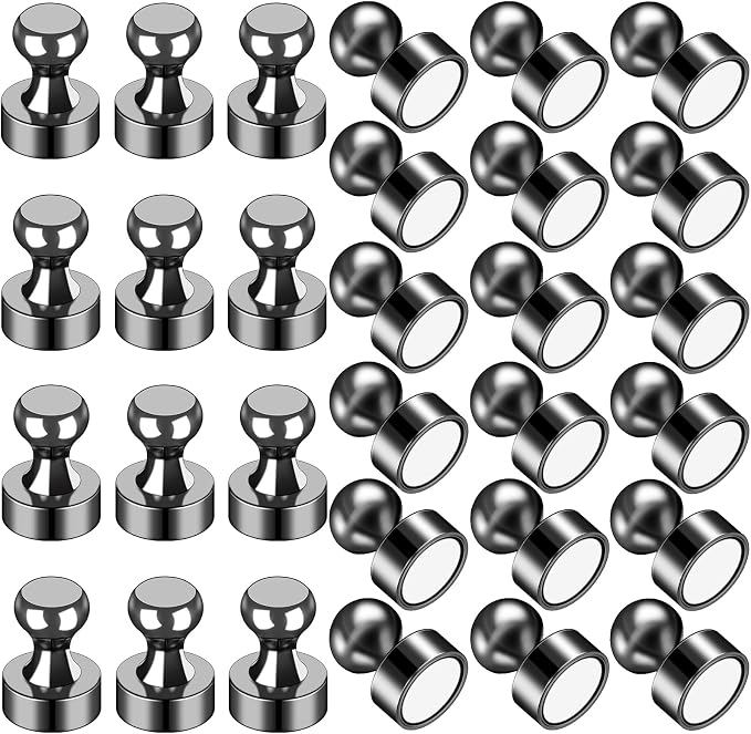 LOVIMAG Fridge Magnets 30Pcs, Magnet for Refrigerator Whiteboard, Black | Small Strong Neodymium Metal Cute Push Pin for Classroom, Kitchen, Accessories Decorative, Office, Calendar by LOVIMAG
