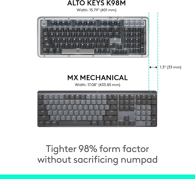 Logitech Alto Keys K98M Wireless Mechanical Gasket Keyboard - Off White | Customizable, clicky, vibration absorbing gasket, white backlit keys, Bluetooth, USB-C charging, for PC, Mac, Laptops - Image 5