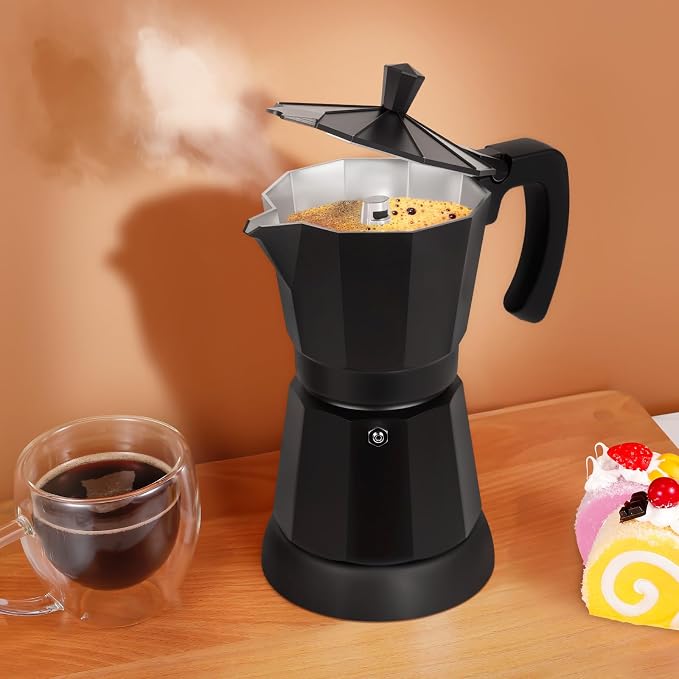 Electric Moka Pot, 3 or 6 Cup Espresso Coffee Maker, Black | Food-grade aluminum, dose reduction plate, boil-dry protection, auto-stop, detachable base, for Cuban and Italian coffee - Image 6