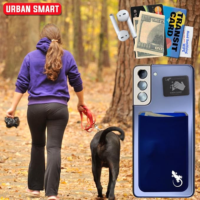 Phone Wallet - Adhesive Card Holder - Cell Phone Pouch - Stick on Lycra Pocket by Gecko - Carry Credit Cards and Cash - Image 6