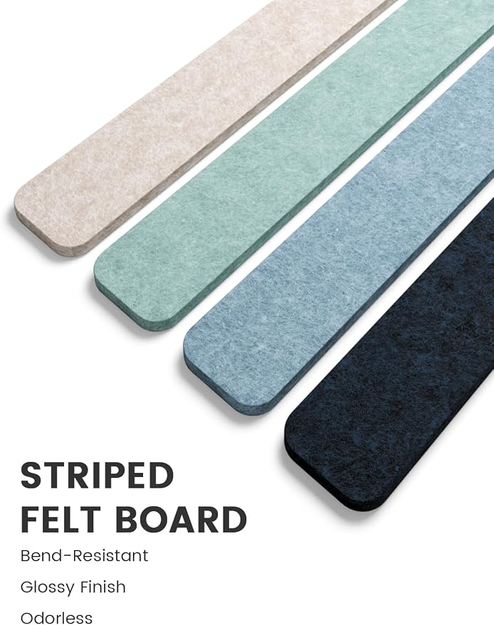 Fluxynara 13" x 2" Felt Wall Panels, Ocean Gradient | 5-Pack Cork Board Alternative with 35 Push Pins, Adhesive Mounting for Bedroom Door or Home Office - Image 3
