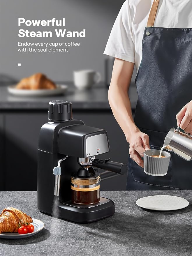 Reemix Espresso Machine 3.5 Bar, 800W Compact Size Coffee Maker | with Steam Wand, 4 Cups Cappuccino & Latte Machine for Home and Office - Image 4
