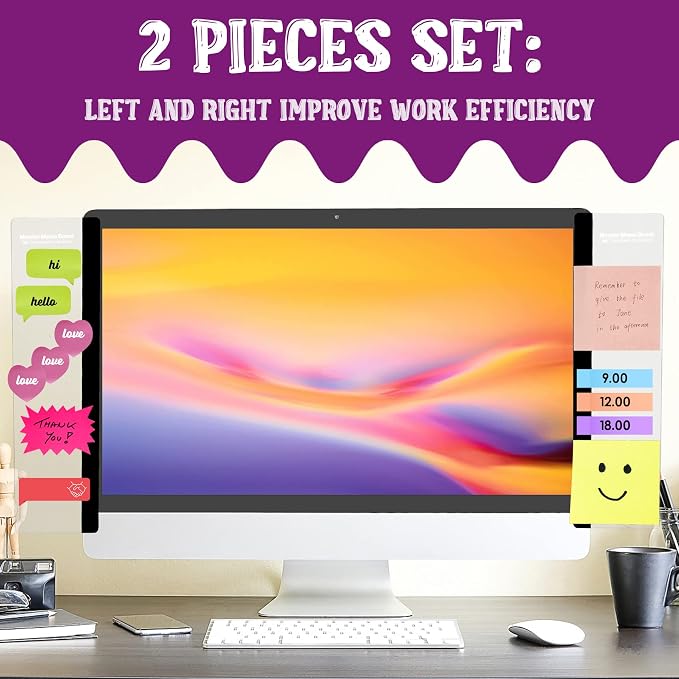 Office Desk Accessories 2pcs Computer Monitor Memo Board Office Supplies | Computer Monitor Memo Board Computer Sticky Note Holder - Image 2