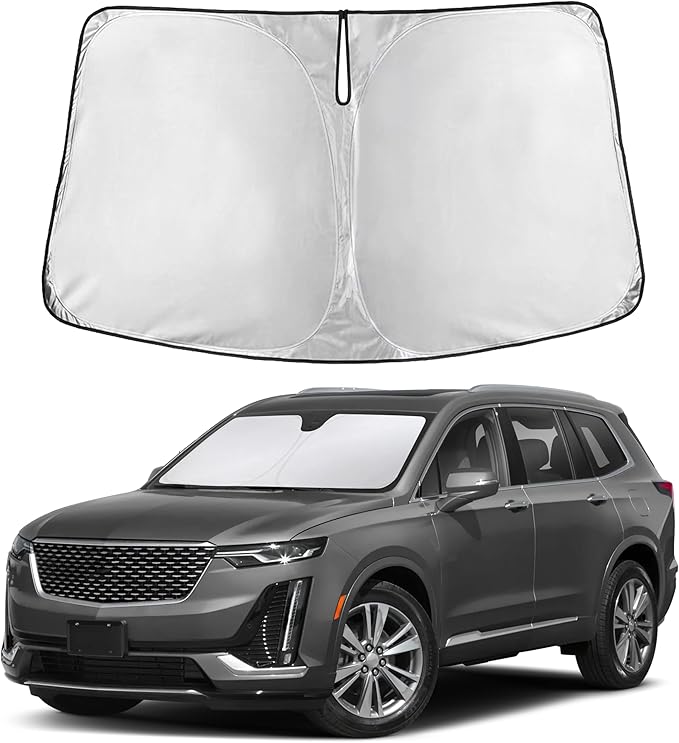 EcoNour Windshield Sunshade Compatible for Cadillac XT6 2020-2023 2024 2025, Sun Visor for Front Windshield & Window Sun Shade Cover, UV Heat Blocker & Protector, Car Accessories by EcoNour