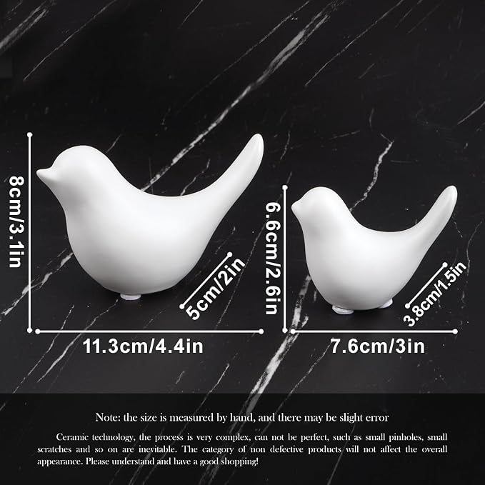 Notakia Small White Birds Statues Home Decor Modern Style Decorative Ornaments for Living Room Decor, Bedroom, Office Desktop, Cabinets (2Pcs White Birds) - Image 2