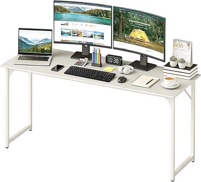 BestOffice Computer Desk,Home Office Desk, Modern Simple Style for Home Office Study Writing (White, 63 Inch) by BestOffice