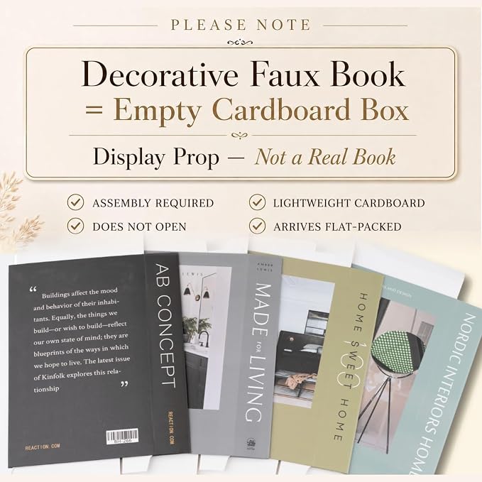 PROBENEX 4 Pcs Decorative Books | Faux Olive Coffee Table & Shelf Decor | Earthy Botanical Look for Living Room, Office and Entryway - Not Real, Tool-Free 2-Min Setup - Image 2