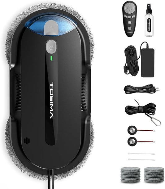 Tosima X1 Window Cleaning Robot – Dual-Nozzle Ultrasonic Water Atomization, 85 ml Visible Water Tank, Automatic Window Cleaner for Large & Small Windows by Tosima