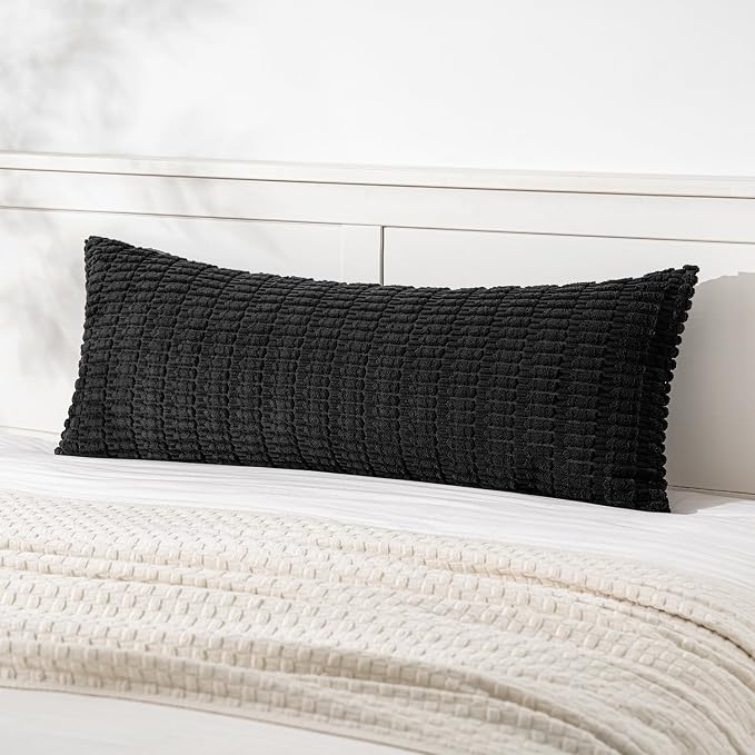 MIULEE Pack of 1 Black Long Body Lumbar Decorative Throw Pillow Cover 14x36 Inch for Halloween Bed Couch Sofa Living Room Soft Boho Pillow Cover Modern Farmhouse Home Decor by MIULEE