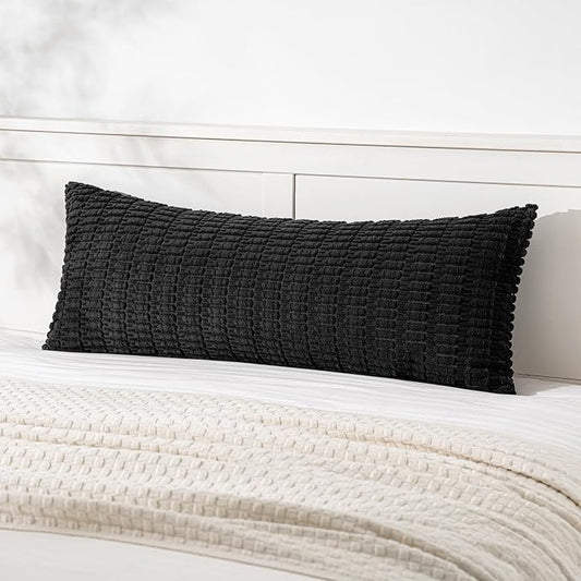 MIULEE Pack of 1 Black Long Body Lumbar Decorative Throw Pillow Cover 14x36 Inch for Halloween Bed Couch Sofa Living Room Soft Boho Pillow Cover Modern Farmhouse Home Decor by MIULEE