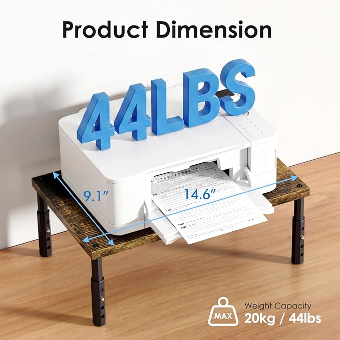 ECOLOVI Adjustable Wood Computer Monitor Stand Riser for Desk, Office Desk Organizer and Accessories for Monitor, Laptop, PC, Printer, Office Desk Accessories Workspace Organizer for Home Office Supplies, Brown 2-Pack - Image 6