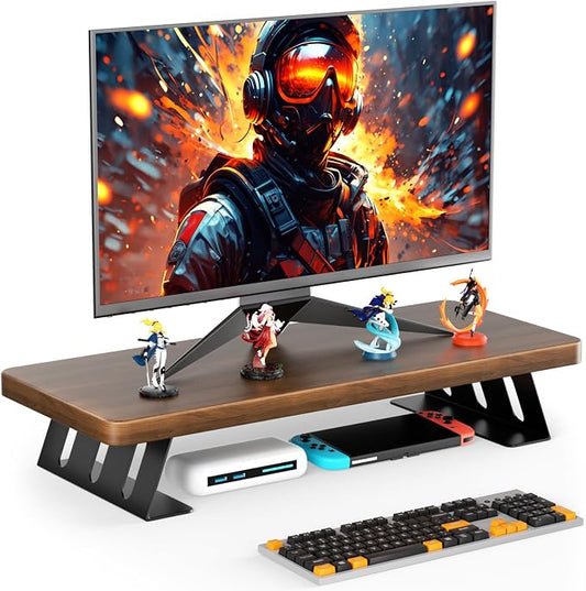 Monitor Stand - 24 Inch Wood Monitor Stand Riser, 220 Pounds Load Capacity Desk Monitor Riser for Laptop/PC/Printer, Desktop Stands Organizer for Home Office by NestNeatHome