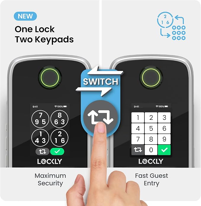 Lockly Secure Pro Smart Lock with Handle - Biometric Fingerprint & Patented Anti-Peep PIN Genie Keypad, Built-in Wi-Fi Keyless Entry Door Lock, App Remote Control, Works with Alexa & Google Assistant - Image 3