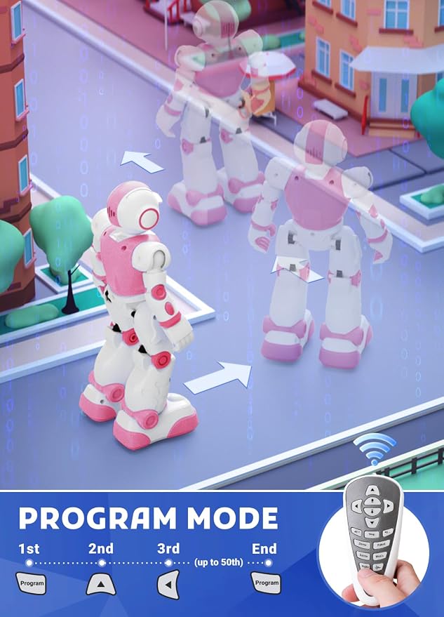 Robot Toys for Kids,Programmable Remote Control Smart Walking Dancing Robot Toy with Gesture & Sensing for Age 4 5 6 7 8 9 10 Year Old Boys Girls for Birthday Present,Pink - Image 6