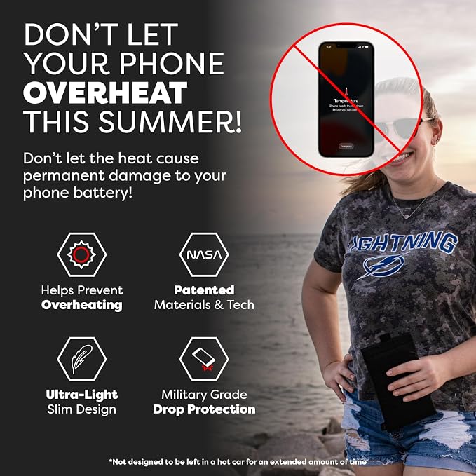 PHOOZY Apollo II Thermal Phone Case with NASA-Derived Technology - Extends Battery Life 4X in Hot or Cold Weather - Military Grade 8-Foot Drop Protection Insulated Pouch - Large Black - Image 4