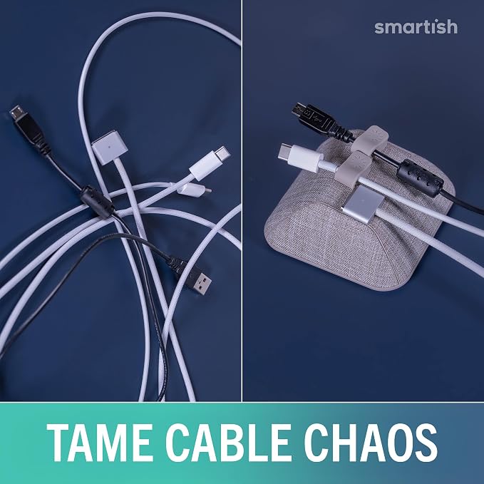 Smartish® Magnetic Cord Holder - Cable Wrangler Organizer with Magnet Clips for Charger Management on Desktop, Nightstand for USB-C + Lightning - Lightly Toasted Beige - Image 7
