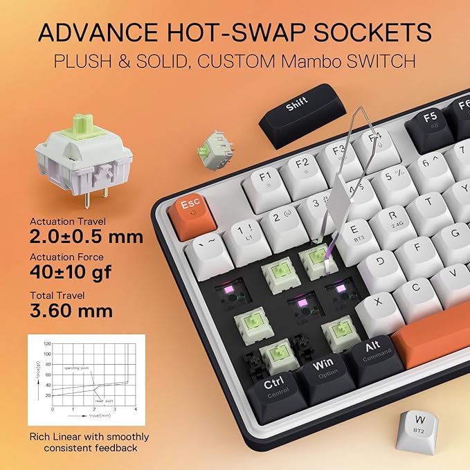 Redragon K689 PRO Wireless 108-Key Gasket RGB Gaming Keyboard, 4 Hotkeys | Extra Shortcut Keys, 0-Delay Tri-Mode, Cushioned Noise Dampening for Creamy Thocky Sound, Unfaded PBT Keycaps, PRO Software - Image 5
