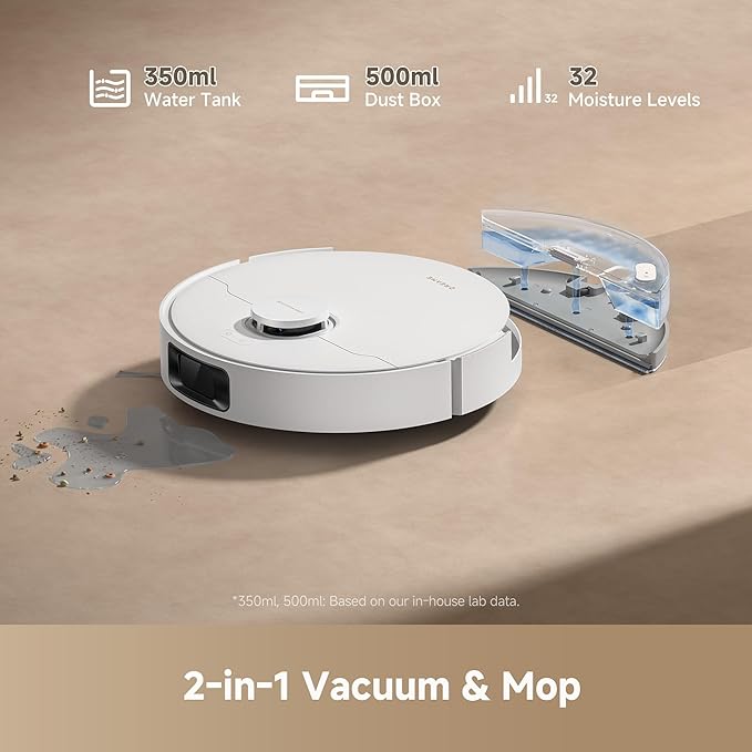 dreame D20 Plus Robot Vacuum and Mop, Detangling DuoBrush for Pet Hair | 13,000Pa Suction, Self-Emptying with 5L Dust Bag, LDS Mapping, App & Voice Control, Ideal for Hard Floors & Carpets - Image 6