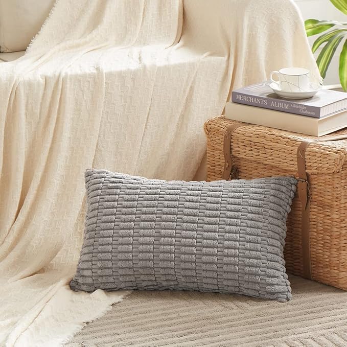 Fancy Homi 4 Packs Decorative Throw Pillow Covers for Living Room Couch Bed, Modern Farmhouse Boho Home Décor Accent Cushion Case, 20" x 12", Gray - Image 2