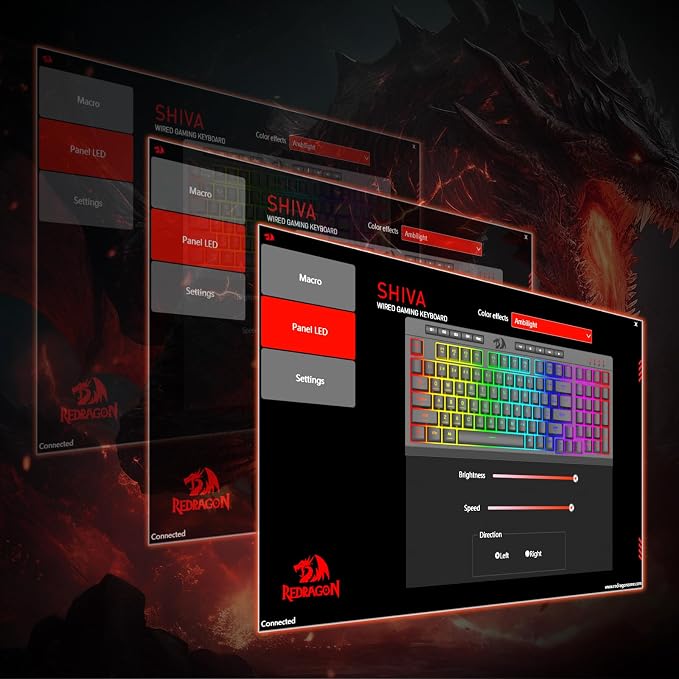 Redragon K515 Shiva Wired RGB Membrane Gaming Keyboard, 98 Keys Mechanical-Feel Keyboard w/Smooth Linear Switch, On-Board Macro & Dedicated Multimedia Keys, Detachable Wrist Rest, Software Supported - Image 8