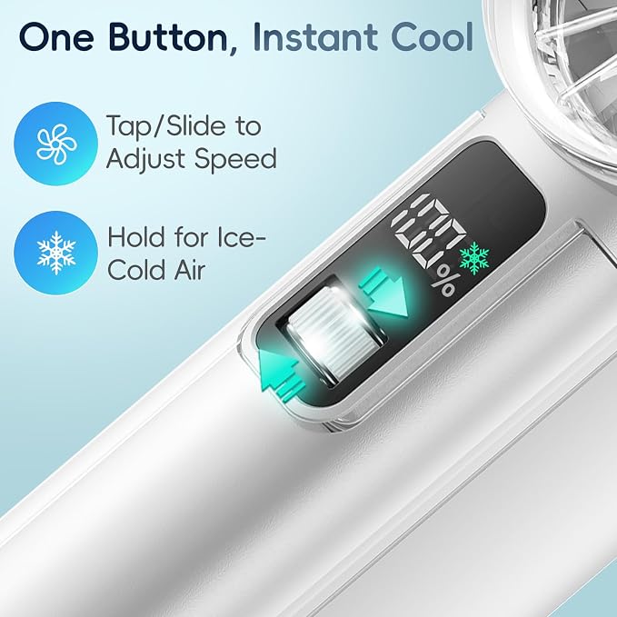 PANERGY Handheld Fan with Ice Cooler, Mini Portable Fan Rechargeable, 18Hrs Cooling, 0-100 Adjustable Speed, Small Yet Powerful, Personal Hand Fans for Travel, Beach, Outdoor, Makeup, Gifts for Women - Image 4