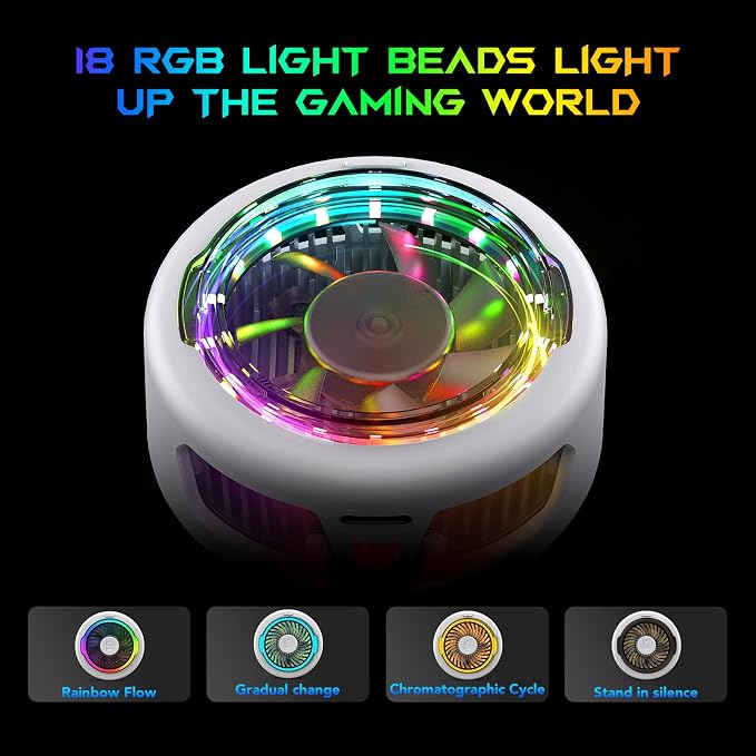 Black Shark FunCooler 5 Magnetic Cell Phone Cooler for Gaming, Portable Mobile Phone Cooling Fan with RGB Light, Cellphone Radiator for iPhone Magnetic Series/Android/Tablet/iPad (White) - Image 7