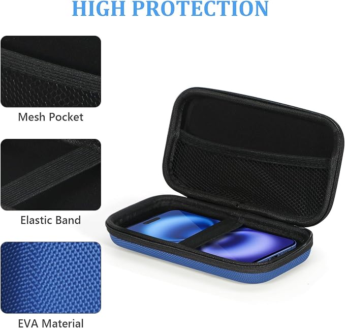 Portable Protection Hard EVA Case for External Battery, Cell Phone, GPS, Hard Drive, USB/Charging Cable, Small Carrying Bag Mesh Inner Pocket, Zipper Enclosure, Universal Travel Pouch Bag - Image 4