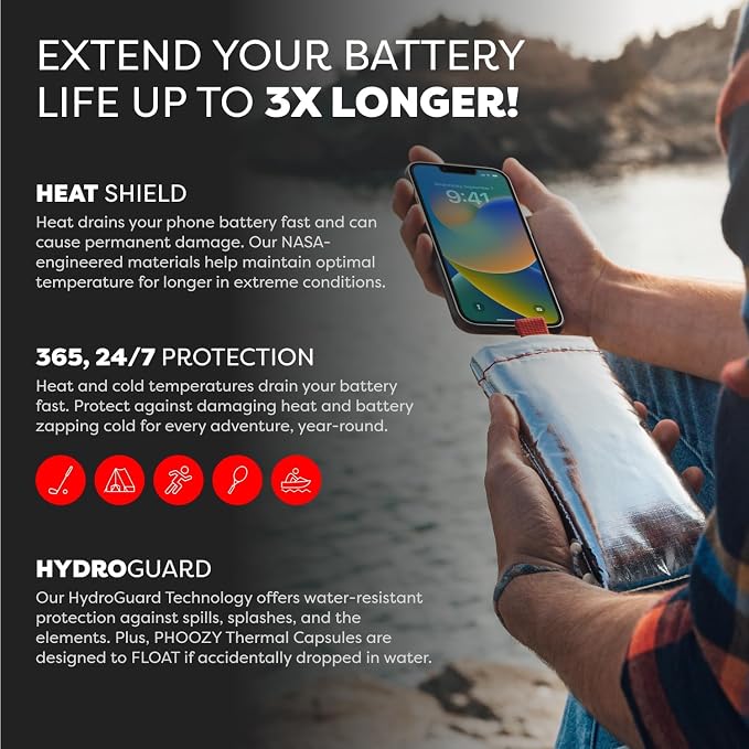 PHOOZY Apollo Thermal Phone Case | Insulated Phone Pouch Extends Battery Life 3X | Heat Resistant Drop Protection | Military Grade Water Resistant | Large | Space - Image 3