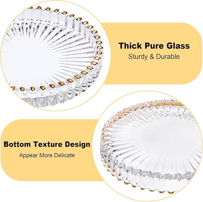 Set of 5 Modern Clear Coaster, Glass Coasters for Drinks, Crystal Coasters Round Cup Mat, Coffee Table Decor for Office, Kitchen, Bar, Dining Room, Living Room, Patio (Clear with Gold Rim) - Image 5