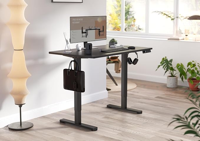 YDN 55 x 24 Inch Black Electric Standing Desk | Adjustable Height, Sit Stand, Cable Management, Ergonomic, Home Office - Image 2