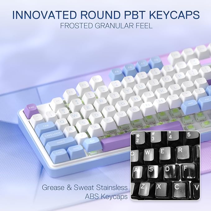 Redragon K707 PRO 80% Wireless Gasket RGB Gaming Keyboard, 3-Modes 87 Keys TKL Mechanical Keyboard w/Hot-Swap Socket, PBT Round Keycaps & 5-Layer Noise Dampening, Custom Linear Switch - Image 6