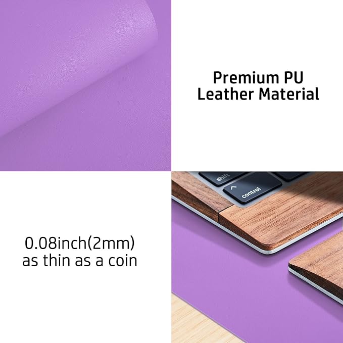 Aothia Leather Desk Pad Protector, Office Desk Mat, Large Mouse Pad, Non-Slip PU Leather Desk Blotter, Laptop Desk Pad, Waterproof Desk Writing Pad for Office and Home (48"x17", Iris Violet) - Image 8