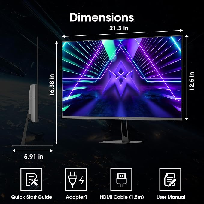 Amzfast 24 Inch Gaming Monitor 200Hz FHD 1080p Computer Monitor, 1ms Adaptive Sync, 3000:1, 129% sRGB, HDR Display, Eye Care, VESA 75x75, Metal Stand, HDMI 2.0 | DP 1.4, AMZG24X1 - Image 9