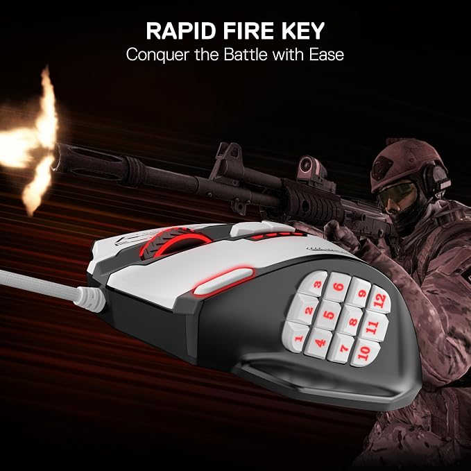 Redragon M908 Wired RGB MMO Gaming Mouse 24000 DPI Remapping Keys | Stable Lag-Free Connection, Redefine Keybinding Macro, Vibing Backlight, Ergonomic Grip Body Comfort - Image 3