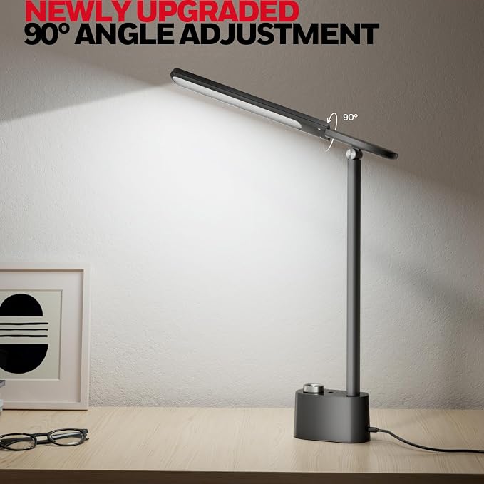 Honeywell Upgraded LED Desk Lamp - H01 Pro Sunturalux™ Foldable Desk Light with USB A+C Charging Ports, 3 Color Modes Dimmable Table Lamp for Home Office Reading(Black) - Image 5