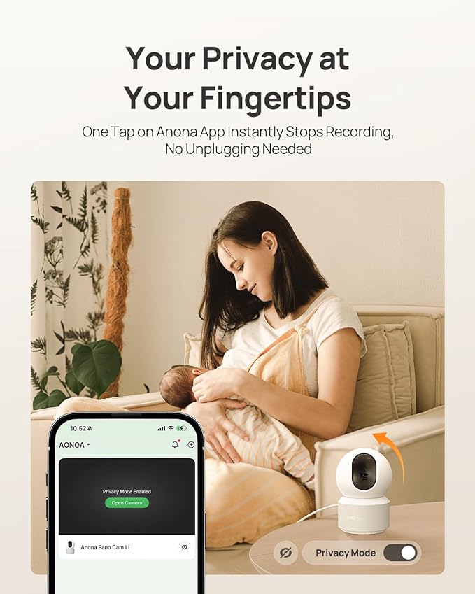 Anona 4K UHD Indoor Camera, Pet/Dog/Baby Security Camera with Phone App, 360°Pan-Tilt, 2.4G/5G Dual-Band Wi-Fi 6, Auto-Tracking, Person/Pet/Baby Crying Detection, Privacy Mode, Two-Way Audio, 4 Pack - Image 7