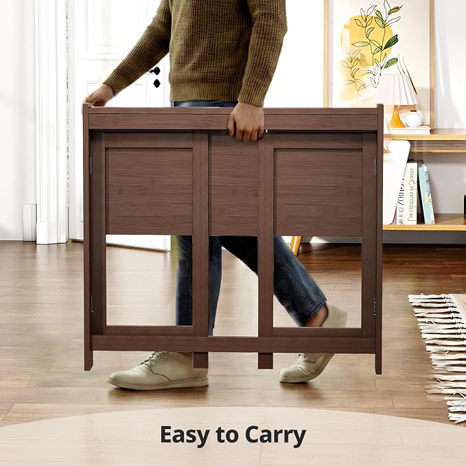 Bamboo Folding Desk for Small Spaces, Small Compact Foldable Desk, Brown | Space Saving Foldable Desk, Writing Desk Computer Table for Bedroom Home Office, Easy Assembly - Image 4