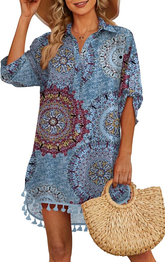 Yincro Women Swimsuit Cover Up Shirt 2026 Tassel Beach Bathing Suit for Swimwear Bikini Dress by YINCRO