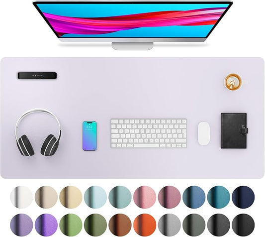 Aothia Large PU Leather Desk Pad Protector – Non-Slip Mouse Pad & Writing Mat for Office/Home, Waterproof, Easy to Clean (36" x 17", Soft Lavender) by AothiaSimpleNaturalUnique