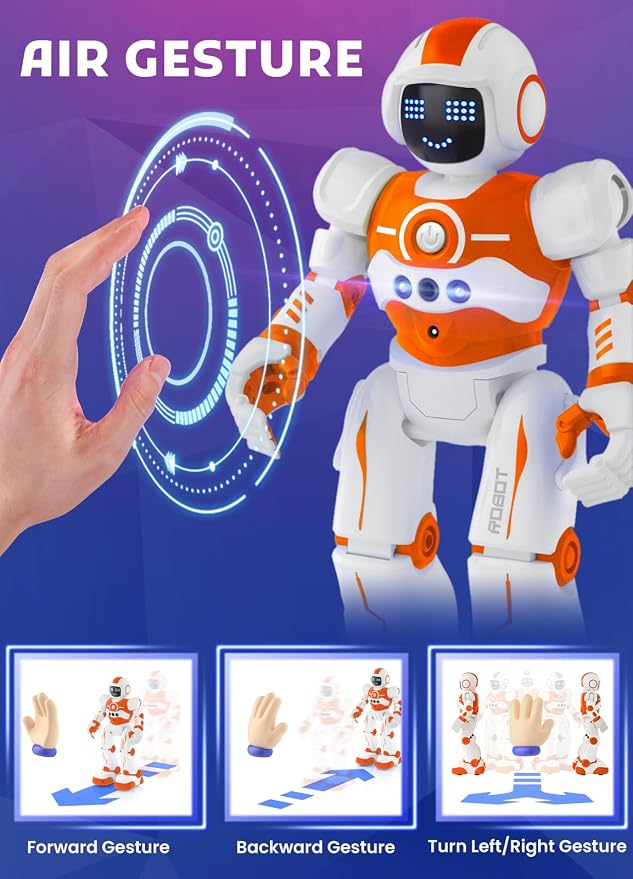 Robot Toys for Kids,Programmable Remote Control Smart Walking Dancing Robot Toy with Gesture & Sensing for Age 4 5 6 7 8 9 10 Year Old Boys Girls for Birthday Present,Orange - Image 3