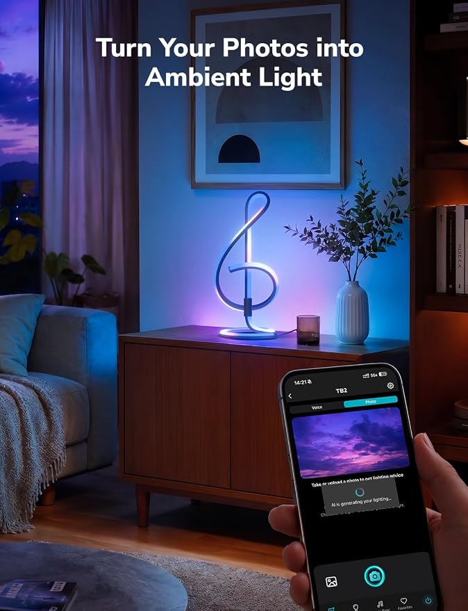 Lepro TB2 AI Smart Table Lamp, RGB+IC Addressable LED Lamps Alexa Google Home Enable, APP Control DIY Color Changing Modern Spiral Lamp, Music Sync, AI Generated Lighting LLM, 2.4 GHz WiFi/Bluetooth - Image 3