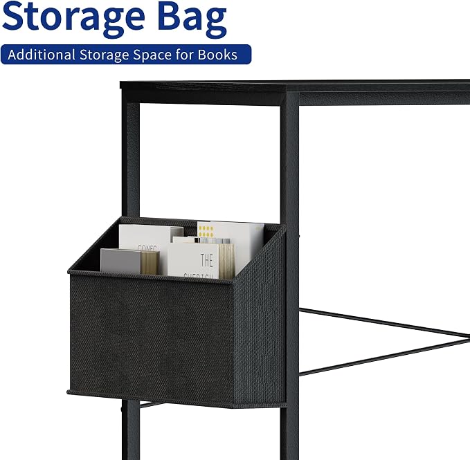 Pamray 47 Inch Computer Desk for Small Spaces with Storage Bag, Home Office Work Desk with Headphone Hook, Small Office Desk Study Writing Table - Image 5