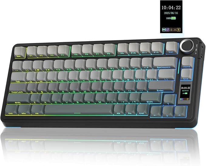 AULA S75 PRO Wireless Mechanical Keyboard with Screen&Knob, Tri-Mode Hot Swappable Gaming Keyboard 75%, Pre-lubed Switches, RGB Backlit, Side Printed PBT Keycaps, Creamy Sounding Computer Keyboards by AULA