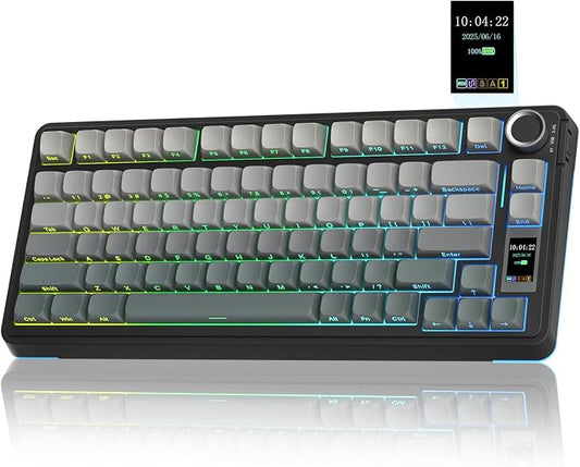 AULA S75 PRO Wireless Mechanical Keyboard with Screen&Knob, Tri-Mode Hot Swappable Gaming Keyboard 75%, Pre-lubed Switches, RGB Backlit, Side Printed PBT Keycaps, Creamy Sounding Computer Keyboards by AULA