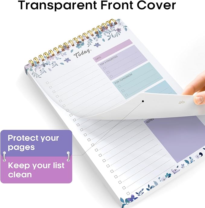 Taja To Do List Notepad, Undated Daily Planner for Work and Goal Setting | VioletBloom, 52 Sheets, 9.8" x 6.5" , for Office, Home and school, Daily Task Planning, Notes and Everyday Organization - Image 3