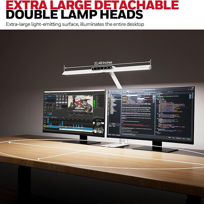 Honeywell LED Desk Lamp with Base - HJ1WT Sunturalux Eye-Caring Architect Desk Lamp for Home Office, 1200LM Computer Desk Light 4 Color Modes Stepless Dimming Task Desk Light with Timer Function White - Image 4