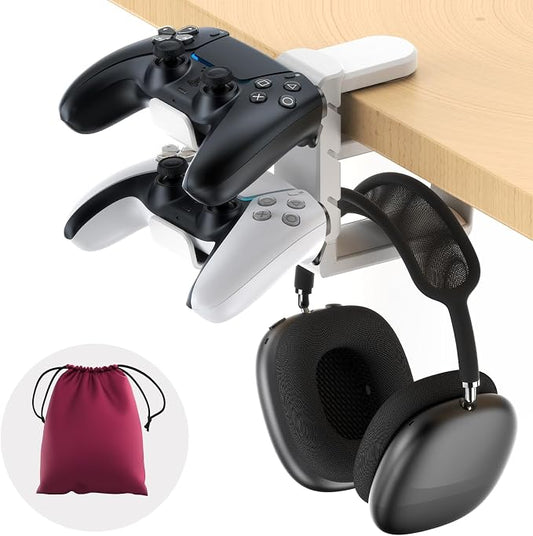 3in1 Rotating Headphone Holder - EURPMASK 3in1 PC Gaming Headset Holder w/Detachable Controller Holder, Adjustable Clamp-on Headset Stand,Headphone Hanger Hook Under Desk w/Cable Clip Organizer by EURPMASKChoosethecolorofeurope